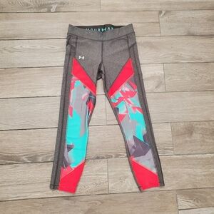 Under Armour women's gray green orange athletic yoga compression leggings size M